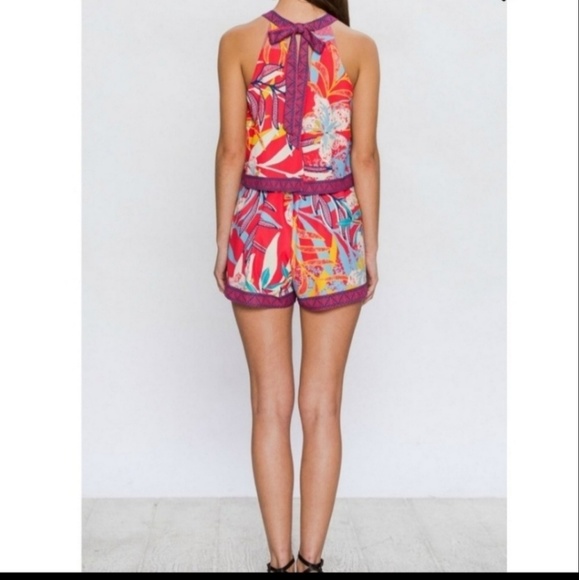 Tropical Print Halter Style Romper - Picture 3 of 3